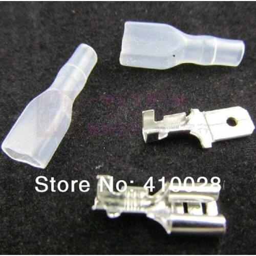 100 set 4.8mm Crimp Terminal Female Spade Connector +Male Spade Connector+ Case