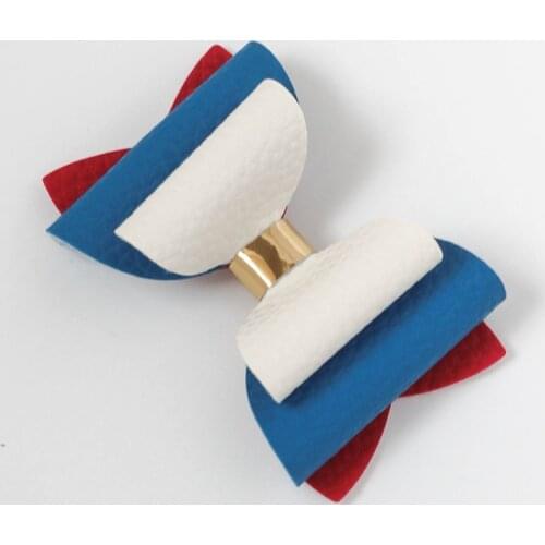 2PCS Candy Colourful Lovely Bow Elegant Leather Hairpins Cute Hair Accessories Girls Kids Women Handmade Headwear Side Hair Clip