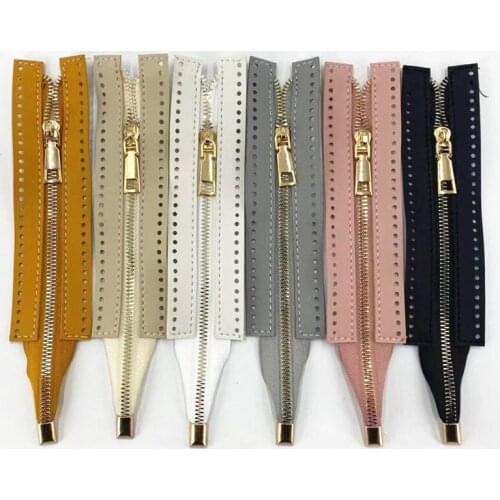 3pcs 18cm Coral Fleece Grid PU+Nylon Metal Zipper for Bag Handbag Purse