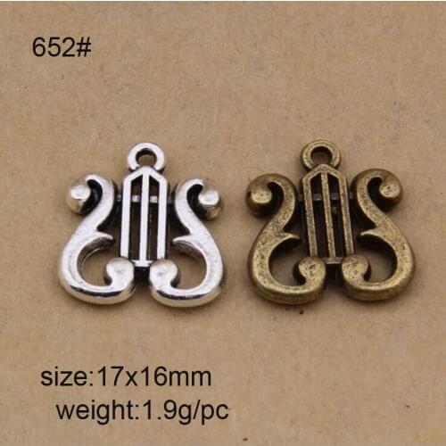 50pcs 17x16mm Tibetan Silver Plated Retro Musical Instrument Charms Pendants For DIY Bracelet Necklace Jewelry Making