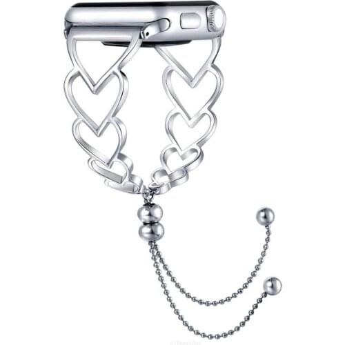 Heart-shaped bracelet strap For Apple Watch 38mm 40mm 42mm 44mm Bracelet Women Stainless Steel strap for iwatch Bands girl gift