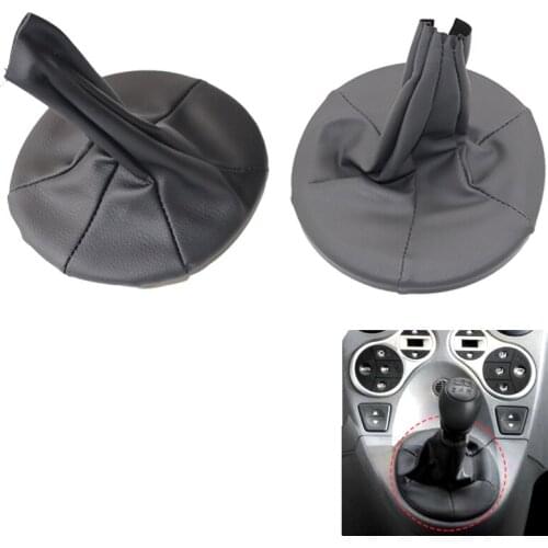 Black Gray Leather Gear Shift Knob Lever Gaiter Boot Cover Collar Case For FIAT PANDA 2003-2012 / 500 500C 2007-2013