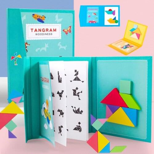 Childrens 3D Magnetic Tangram Educational Toy Montessori Learning Geometric Shape Cognitive Toy Set Board Game Fun Toy Gift