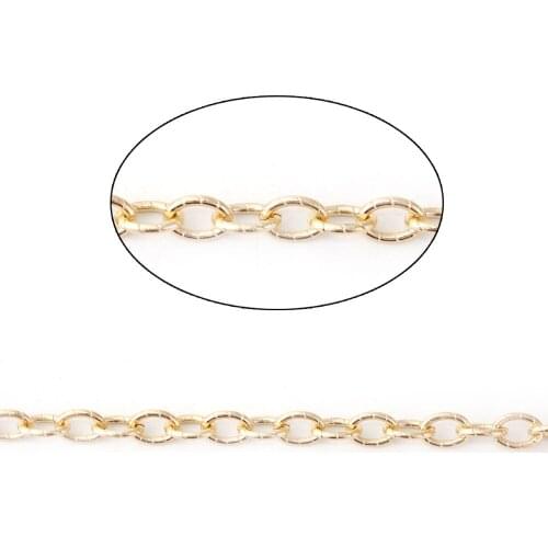 DoreenBeads Aluminum Light Golden Open Link Cable Chain Findings DIY Jewelry Making Components 10x7mm( 3/8" x 2/8"), 3 M