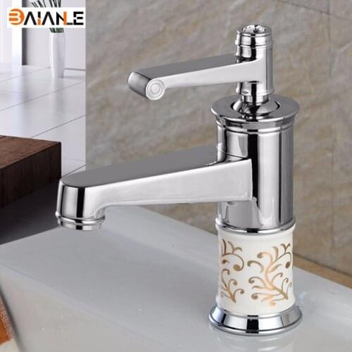 Basin Faucet Porcelain Faucet Retro Mixer Tap Fashion polishing Faucet Copper Hot and Cold Basin Tap