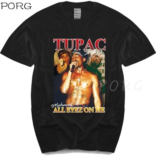 Cotton Tshirt Mens Summer Tops Tupac 2Pac T Shirt All Eyez on Me 2 Pac Exclusive Man Brand T-shirt Bigger Size Hip Hop Clothes