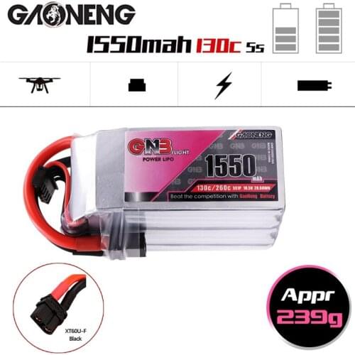 Gaoneng GNB 1550mAh 18.5V 5S 130C Lipo Battery For RC Helicopter Quadcopter FPV Racing Drone Parts 5S Battery AKKU