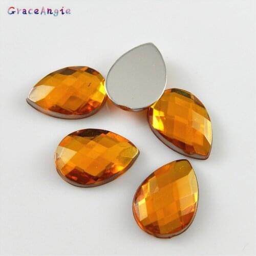 GraceAngie 14*10*3mm 100pcs 4 Colors Acrylic Drop Shape Cameo Cabochons For Necklace Pendant Rings Jewelry Making Accessories