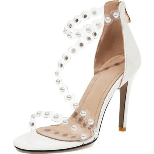 Leather Gladiator designer Sandals Genuine Leather Peep Toe High Heels Sexy Party Wedding Big Size Shoes 31-46 heels women 8369