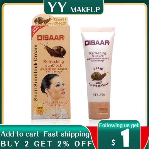 Snail Sunblock Cream SPF 90 Moisturizing Prevent Sun Damaged BB cream 40ml Green tea Aloe vera sunblock SPF 60