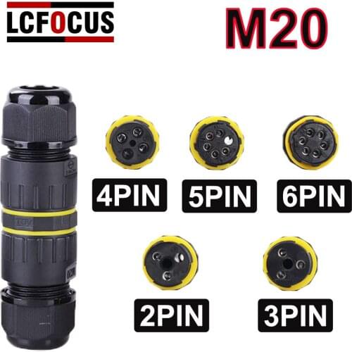 M20 2 3 4 5 6-Pin To Plug Connector IP68 Waterproof Connector Outdoor Waterproof Equipment Lamp Cable Wire Diameter 5-9mm 9-12mm