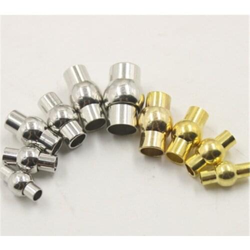 Aclovex 5set Copper Metal Round Magnetic Clasps Caps For 3 4 5 6 8mm Leather Bracelets Gold Color End Connectors Jewelry Making