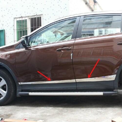 For Toyota RAV4 RAV 4 2014 2015 2016 Car Styling Side Door Mouldings Stainless Steel Side Door Body Trim Cover Stickers