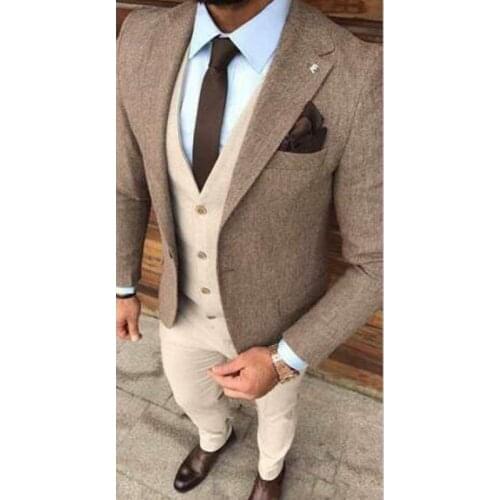 Slim Fit Groomsmen Tuxedo One Button Men Suit Wedding Grooms Best Man 3 Pieces For Business Casual Party Prom Elegant Men Suit