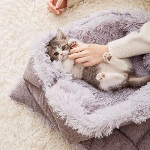 Soft Washable Pet Nest Warm Plush Cloth Dual-use Cat Mat Kennel Removable Dog Bed Sofa Comfortable Cushion