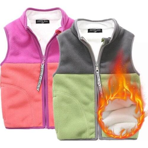New 2020 autumn winter children plus velvet thicken warm stand collar vests kids splicing waistcoats for baby boys girls clj456