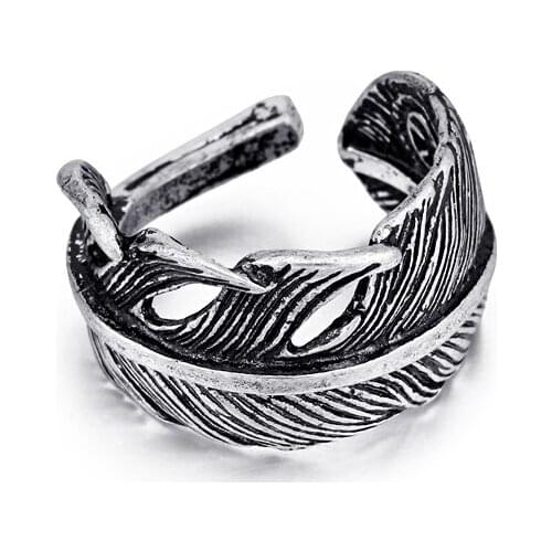 1 Pcs European New Creative Vintage Leaves Opening Adjustable Ring Antique Metal Color Hip Hop Personality Cool Ring R50-4