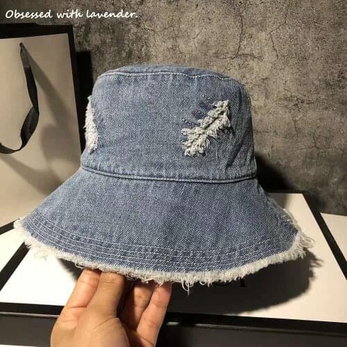 Obsessed with lavender.Cowboy fisherman hat womens spring and summer hat black basin hat Korean version of Joker Japanese blue
