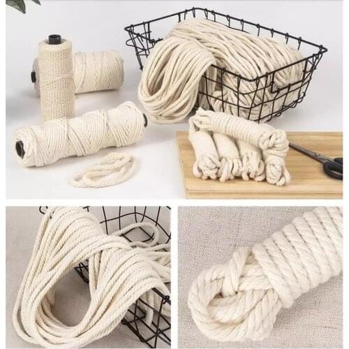DIY Macrame Rope Twisted String Cotton Cord For Handmade Natural Beige Rope Home Wedding Accessories Gift 3mm 4mm 5mm 6mm