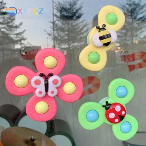 Baby Rattles For Kids Shower Bathroom Grasping Gyro Animal Sucker Spinner Montessori Touch Sensory Toys For Newborn 0-12 Months