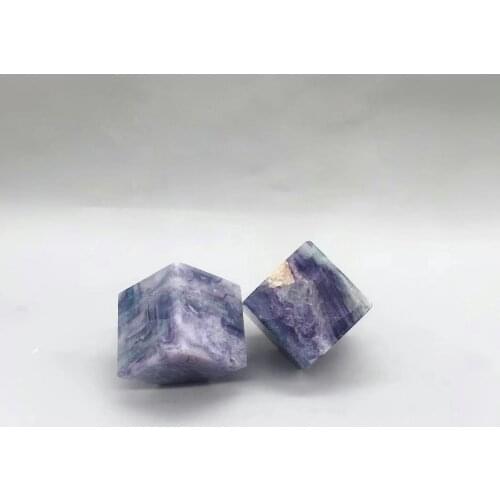 Natural Rainbow Fluorite Crystal Heptahedron Polished Polyhedron Cube Minerals Chakras Ornaments House Decor Healing Gemstone