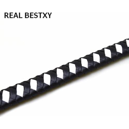 REAL BESTXY 1m/lot lack black white Necklace Bracelet Fitting flat braided leather String Cord for leather bracelet making flat