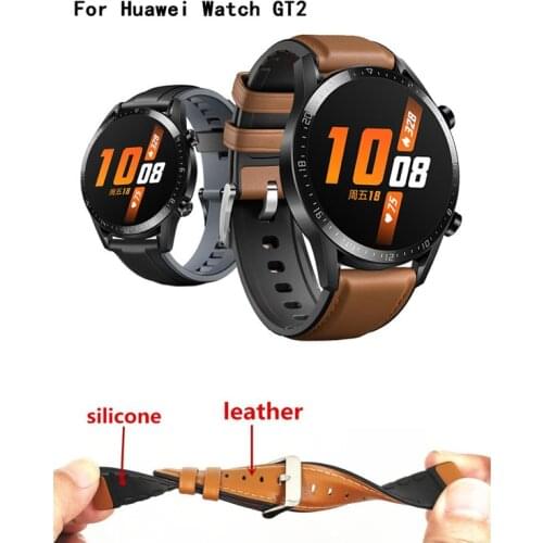 For Huawei Watch GT2 46mm Replacement Leather +Silicone Watch Band Wrist Strap Smart watch Bracelet accessories For Huawei GT 2