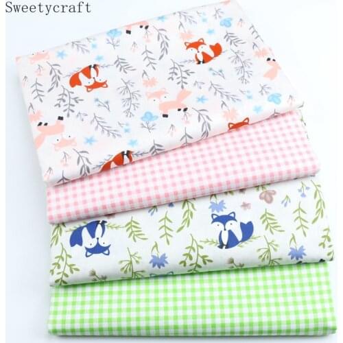 Cartoon Fox Leaf Printed Twill Fabric Cotton By Half Meter For Sewing Doll Dress Baby Bed Sheet Quilt Patchwork Cloth 160x50cm