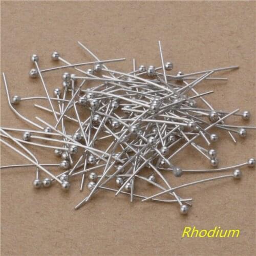 200PCs Rhodium Color Ball Head Pins Findings Fashion Jewelry Making Components 20 25 30 40 50x0.5mm