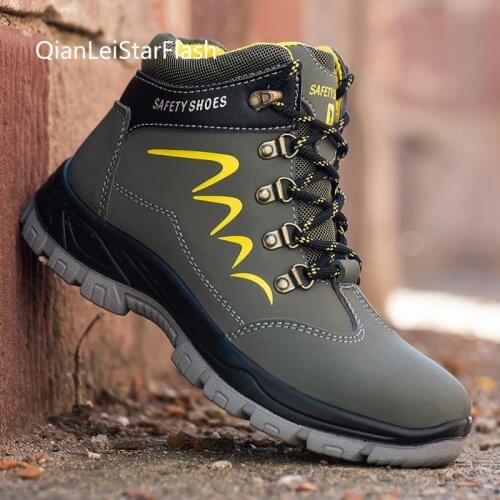 Steel Men Proof High-top Toe Puncture Work Shoes Indestructible Waterproof Safety Shoes Wearable Winter Boots Hiking Sneakers
