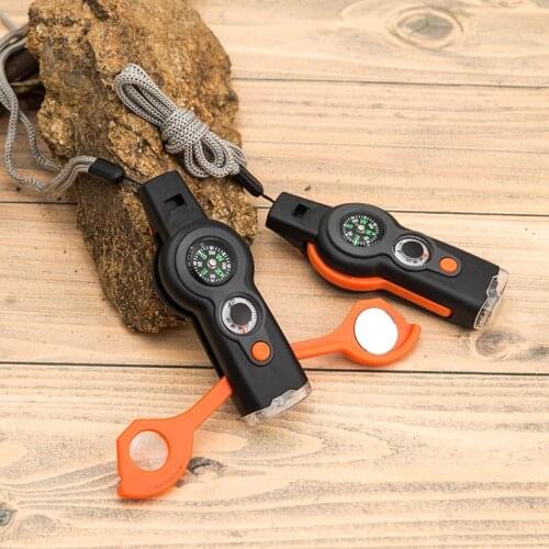 Outdoor survival whistle Wilderness Gobi survival first aid emergency waterproof material Seven in one multifunctional whistle