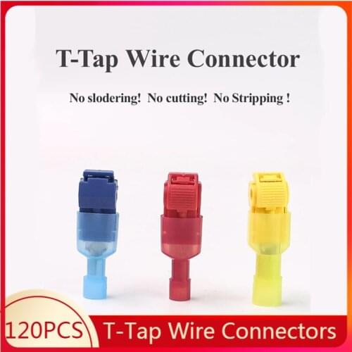 T-Tap Wire Connectors Self-Stripping Quick Splice Electrical Wire Terminals Male Quick Disconnect Spade Terminals Insulated