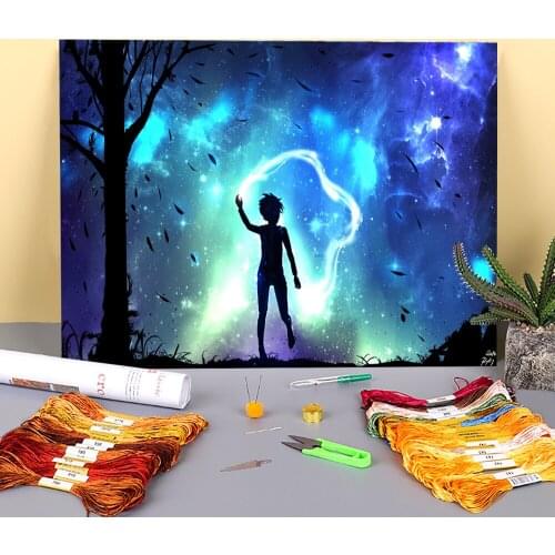 Scenery Printed Fabric 11CT Cross-Stitch Embroidery Patterns DMC Threads Knitting Handiwork Needlework Craft For Adults Mulina