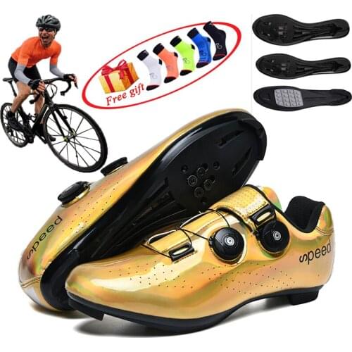 New double buckle high quality road bike shoes unisex breathable non-slip MTB bike shoes professional self-locking racing shoes