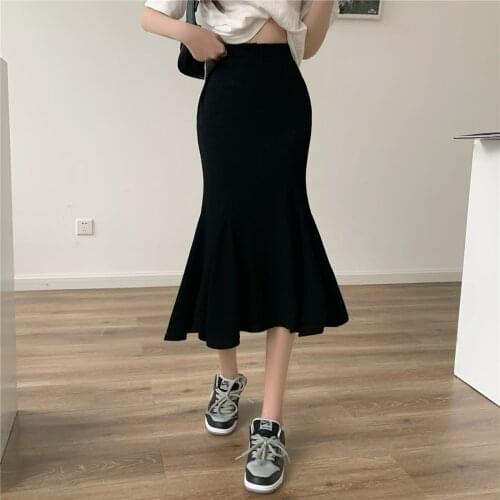 Spring 2021 New Skirt Korean Version of The High-waisted Thin All-match Mid-length Slim Fishtail Skirt