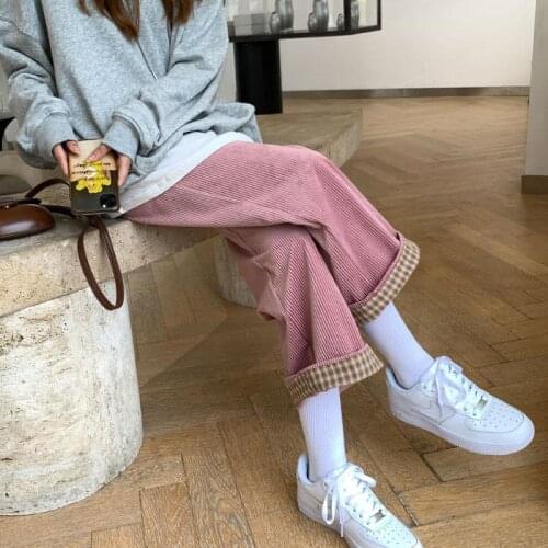 Women Pants Corduroy Pants Womens Autumn And Winter 2021 High Waist Straight-Leg Pants Women Pantalones De Mujer