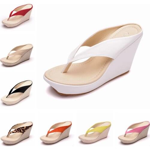 Crystal Queen Bohemian Hemp Rope Wedges Shoes For Women High Heels Platform Stripe Causal Flip flops Beach Slippers Woman