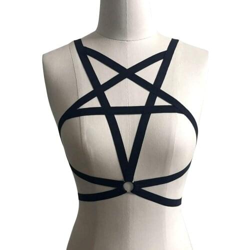 Bra New Women Club Party Wear Sexy Lady Pentagram Chest Body Harness Cage Underwear Plunge Female Erotic Intimates бюстгальтер