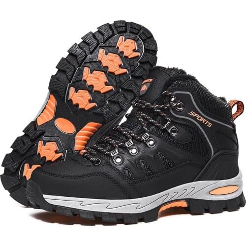 Winter Warm Plush Men Women Hiking Shoes Outdoor Sneakers Waterproof Mens Mountain Boots Trekking Male Climbing Tracking Shoes