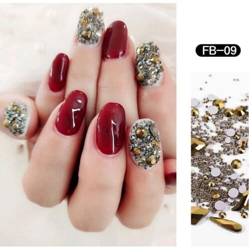 Colorful Mix Size Glitter Nail Rhinestones Crystal Diamond Bling Beads for 3D DIY Nail Art Decorations Accessories Design