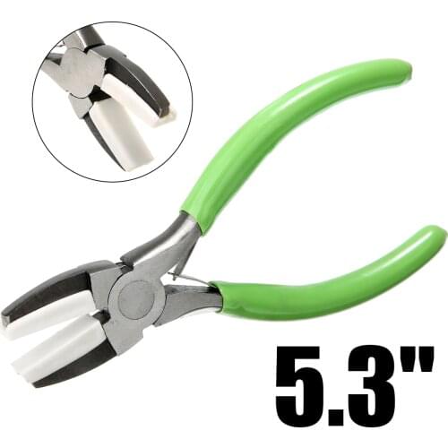 1pc 13.5cmx7.9cm Strong Carbon Steel Jewelry Pliers White Plastic Jaw Flat Nose Pliers Jewelry Hand Tool