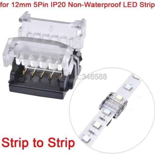 10pcs 5Pin LED Strip to Strip to Strip Quick Connector for 12mm 5050 RGBW IP20 Non-waterproof LED Tape Connection No Welding