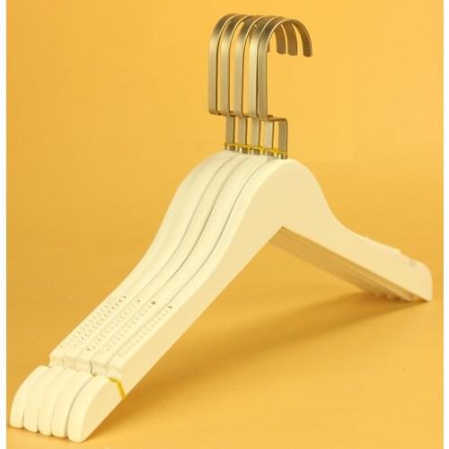 10pcs/lot 39cm White round head solid wood hangers anti-skid high-end wooden hangers
