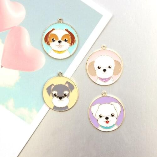 10pcs/lot Cartoon Series Poodle Dog Charm Pendants Animal Enamel Charms for DIY Earring Jewelry Handmade Finding XL723