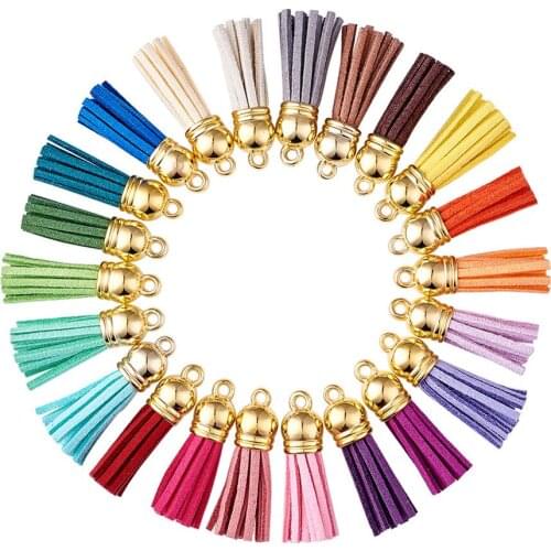 100pcs Faux Suede Tassel Pendant Charms Decorations for DIY Jewelry Making Necklaces Bracelets with Cord Ends Mixed Color