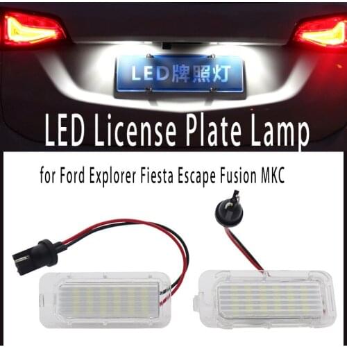 2pcs White Canbus LED License Number Plate Light No Error Tail Light Lamp High Power for Ford Explorer Fiesta Escape Fusion MKC