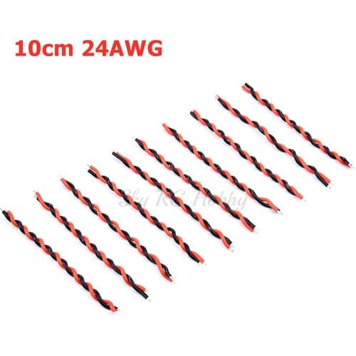 20pcs 24AWG Red/Black Silicon Wire Heatproof Soft Silicone Silica Gel Wire Cable for FC LC-FILTER LC Filter UBEC Module - 10CM