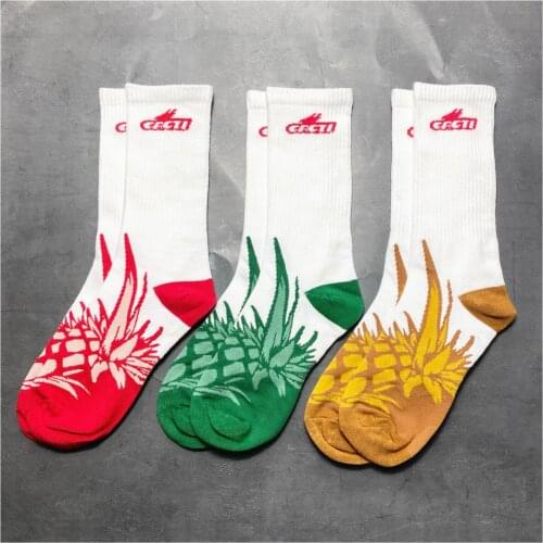 3Pairs Travis scott Fashion Pineapple Cotton Logo Crew Socks Men Lightning Cactuses Cactus Cacti Flash Symbol Thorn Style Sign