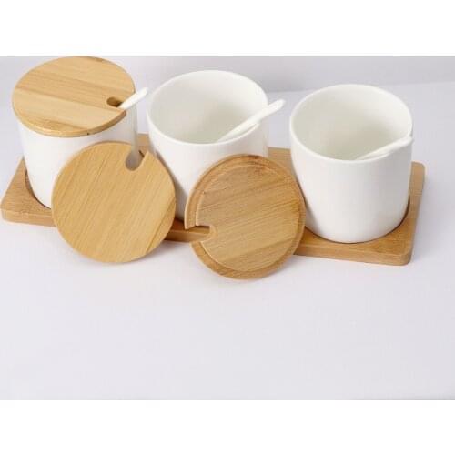 3pcs/set Nordic Home Creative Ceramic Seasoning Jars Salt Shaker Spice Box With Lid Condiment Sugar Storage Kitchen Accessories