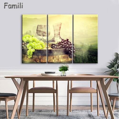 3Pcs/set White wine And Cup Of Modern Canvas Print Painting Wall Art Picture For Kitchen Room Decoration Artwork Unframed